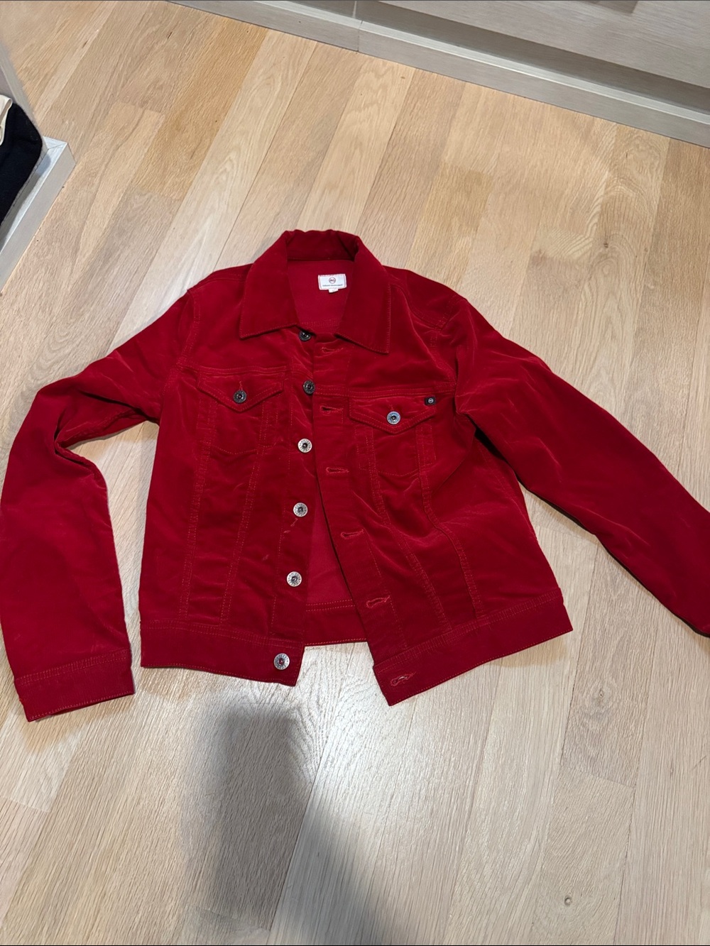 Ag Adriano Goldschmied Vibrant Red Corduroy Jean Jacket